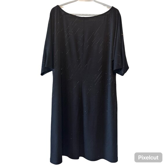 90s Black Sequin Shift Claire France Party Dress – Made in Canada – 2X - Picture 3 of 5